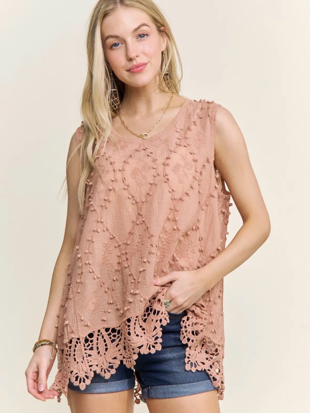 Mauve lace crochet tapestry patchwork floral cardigan tunic top blouse